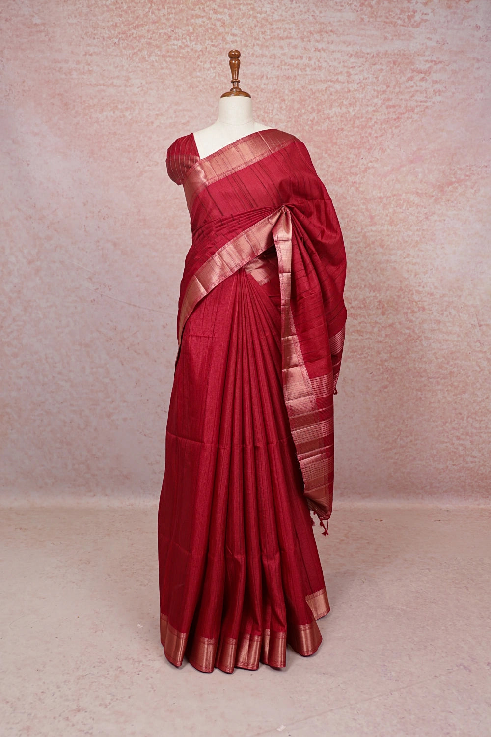 Brick Red Semi Tussar Saree