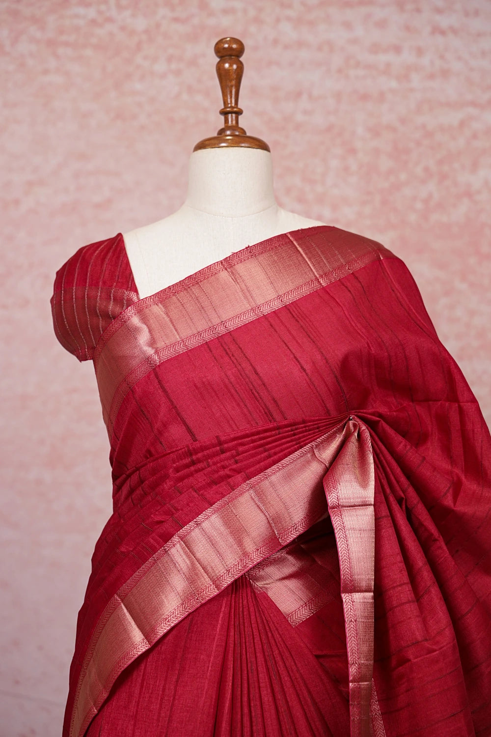 Brick Red Semi Tussar Saree