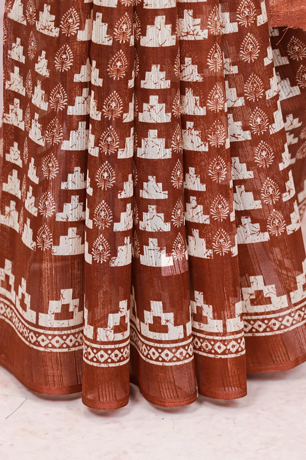 Brown Semi Chiffon Saree