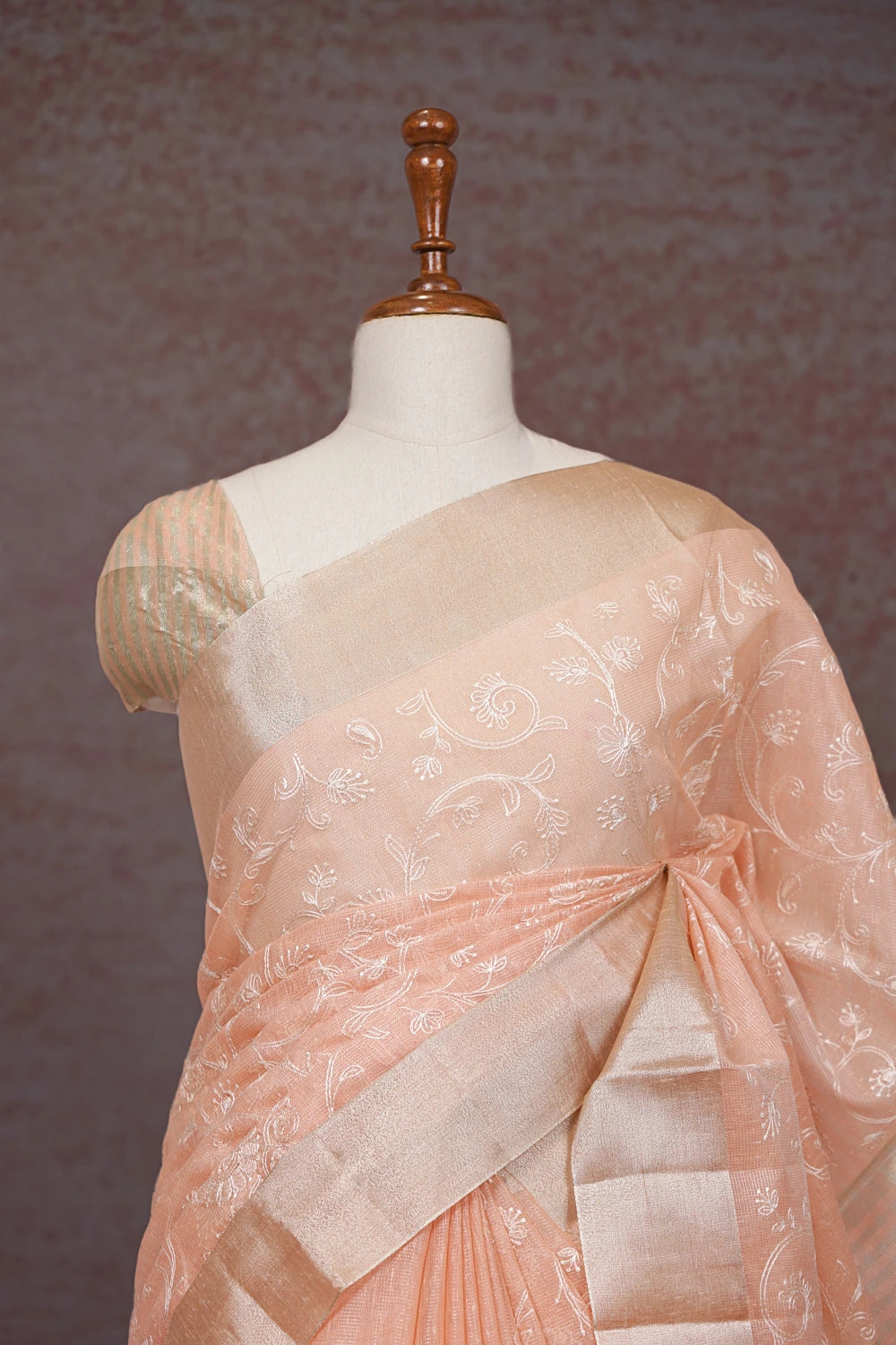 Peach Net Kota Saree