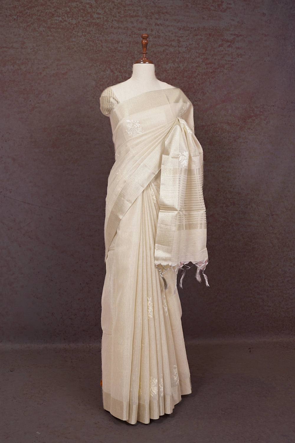 Cream Semi Tissue Saree