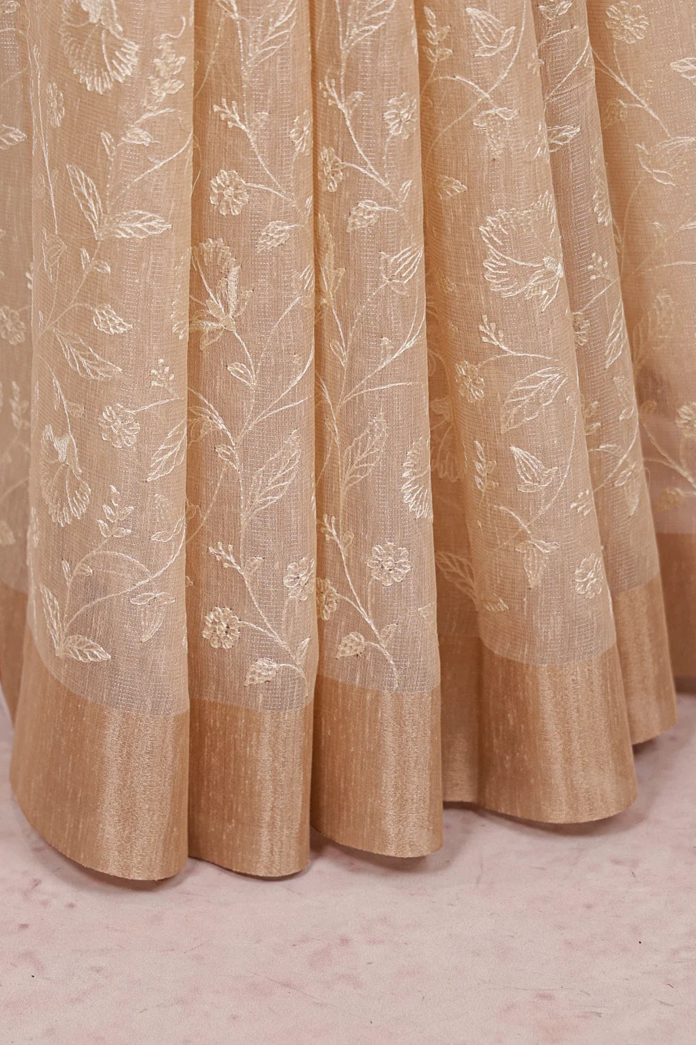 Light Peach Net Kota Saree