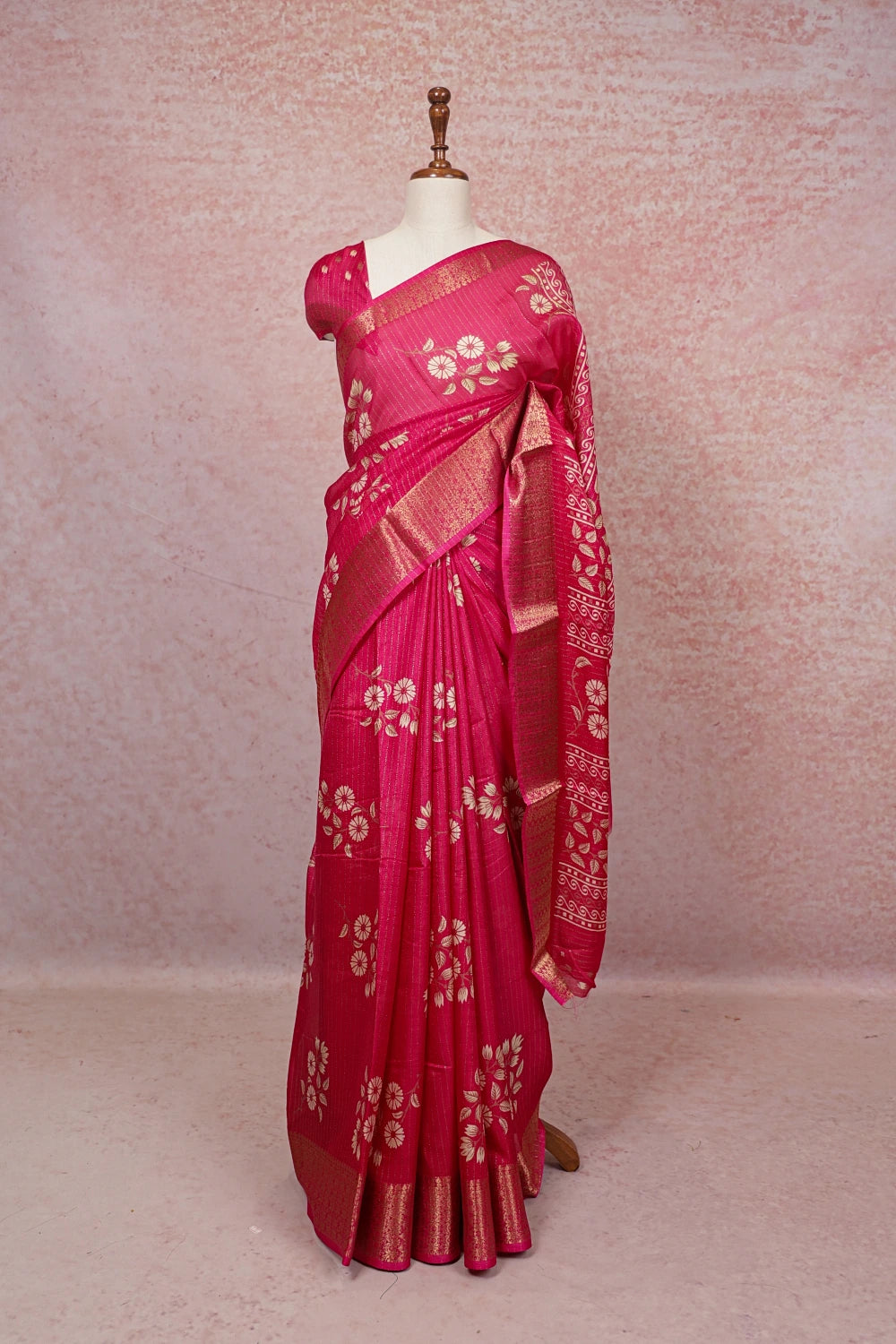 Pink Semi Chiffon Saree
