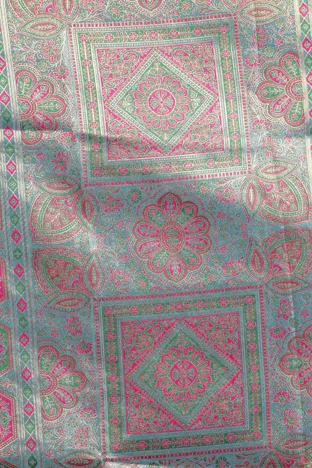Blue Satin Banarasi Saree