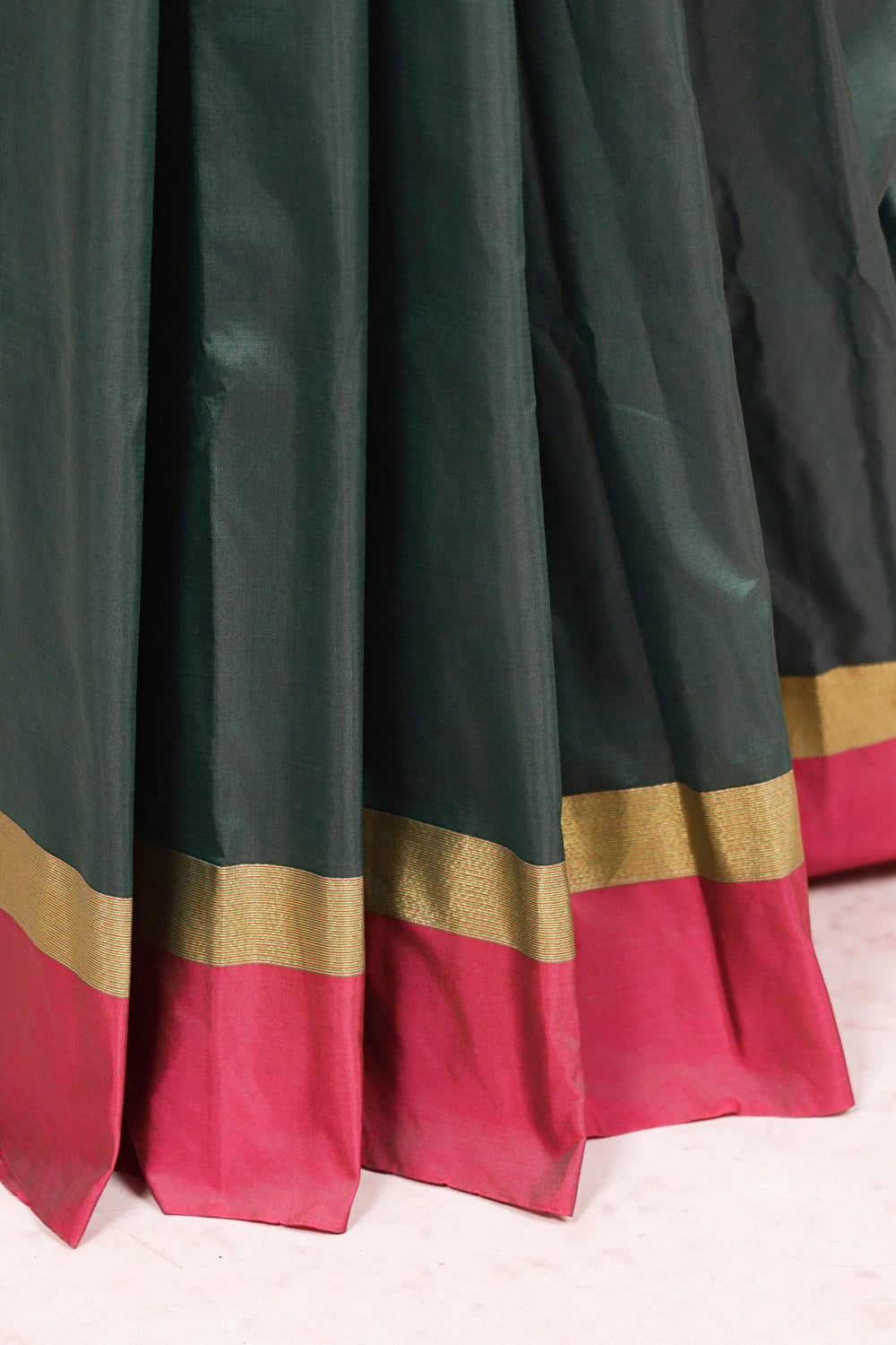 Dark Green Semi Silk Saree