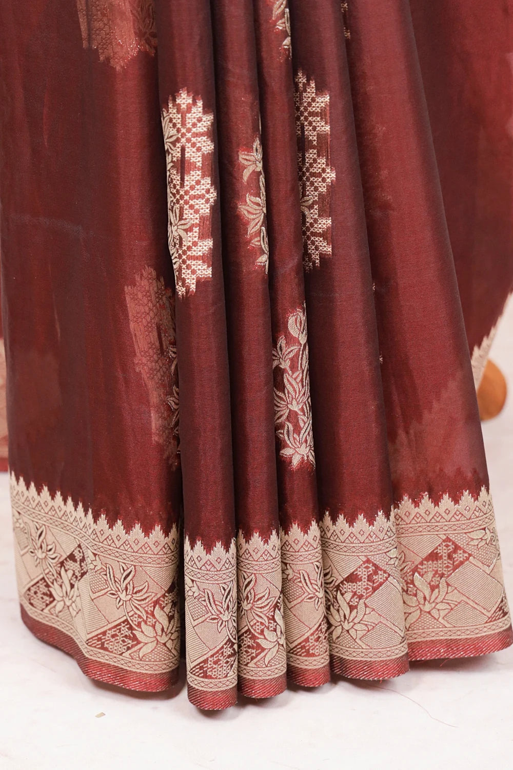 Maroon Semi Organza Saree