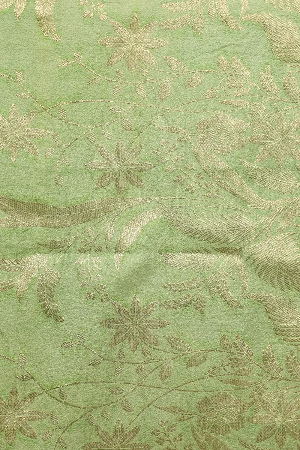 Olive Green Semi Banarasi Saree