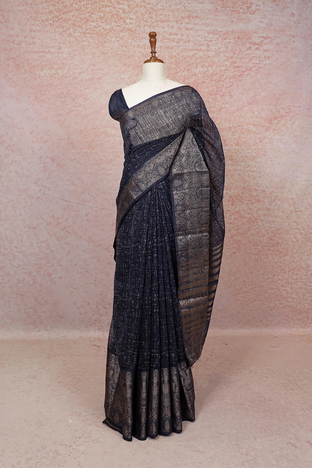 Blue Semi Tussar Saree