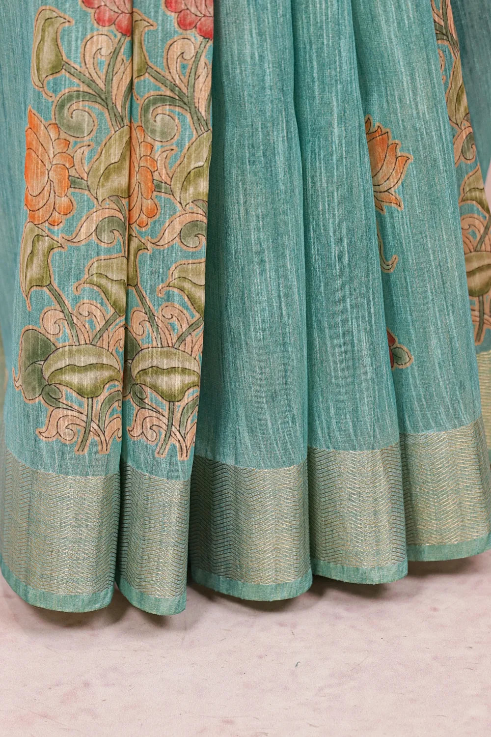 Powder Blue Semi Jute Saree