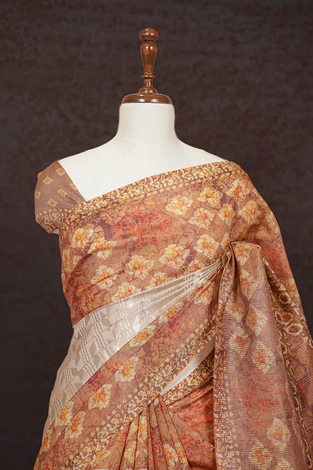 Cream Semi Tussar Saree