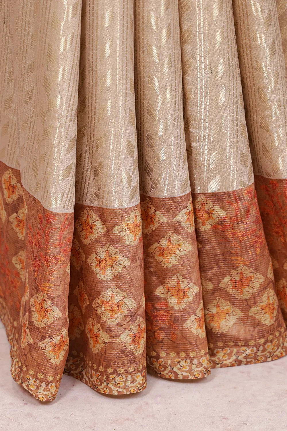 Cream Semi Tussar Saree