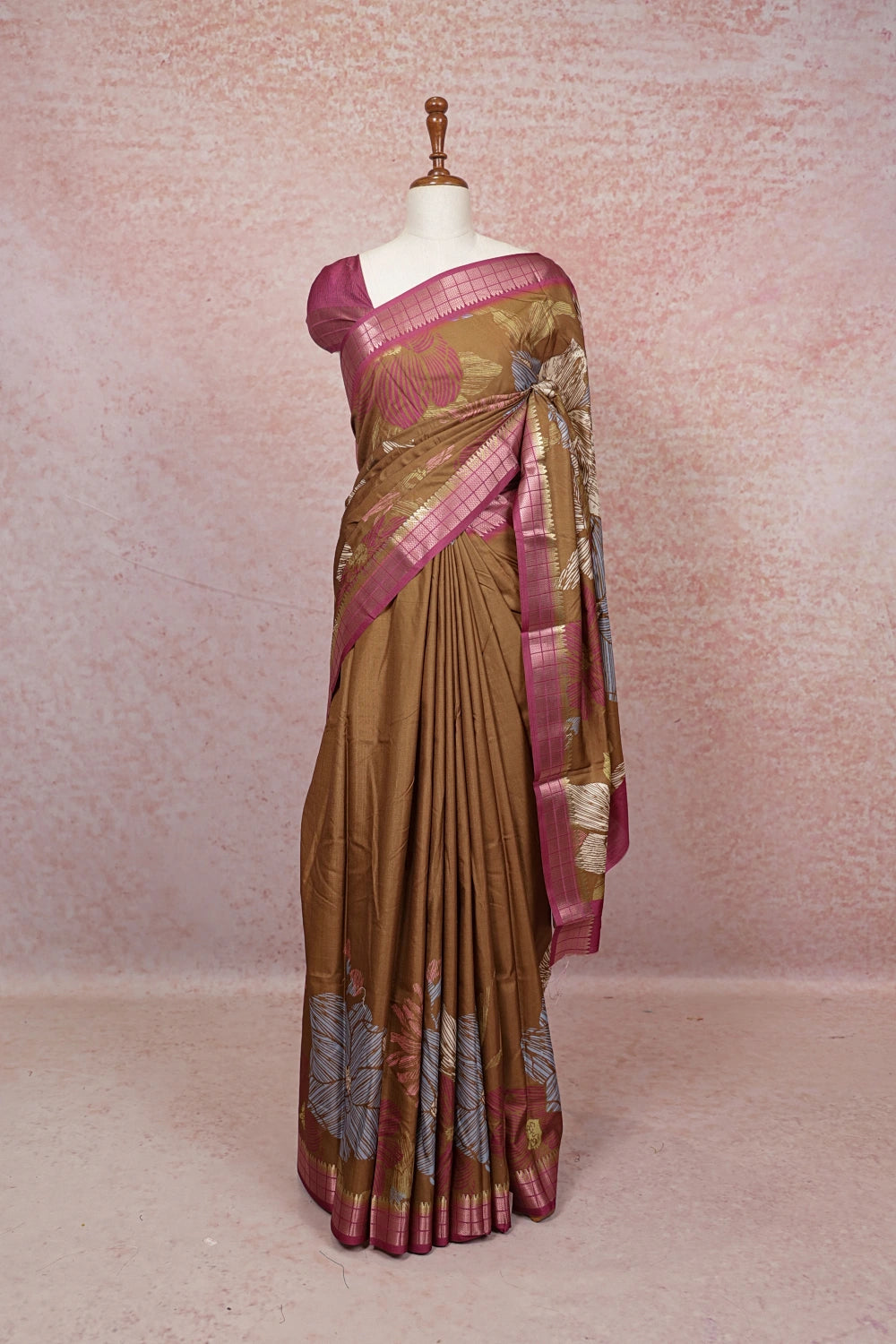 Metalic Gold Semi Tussar Saree
