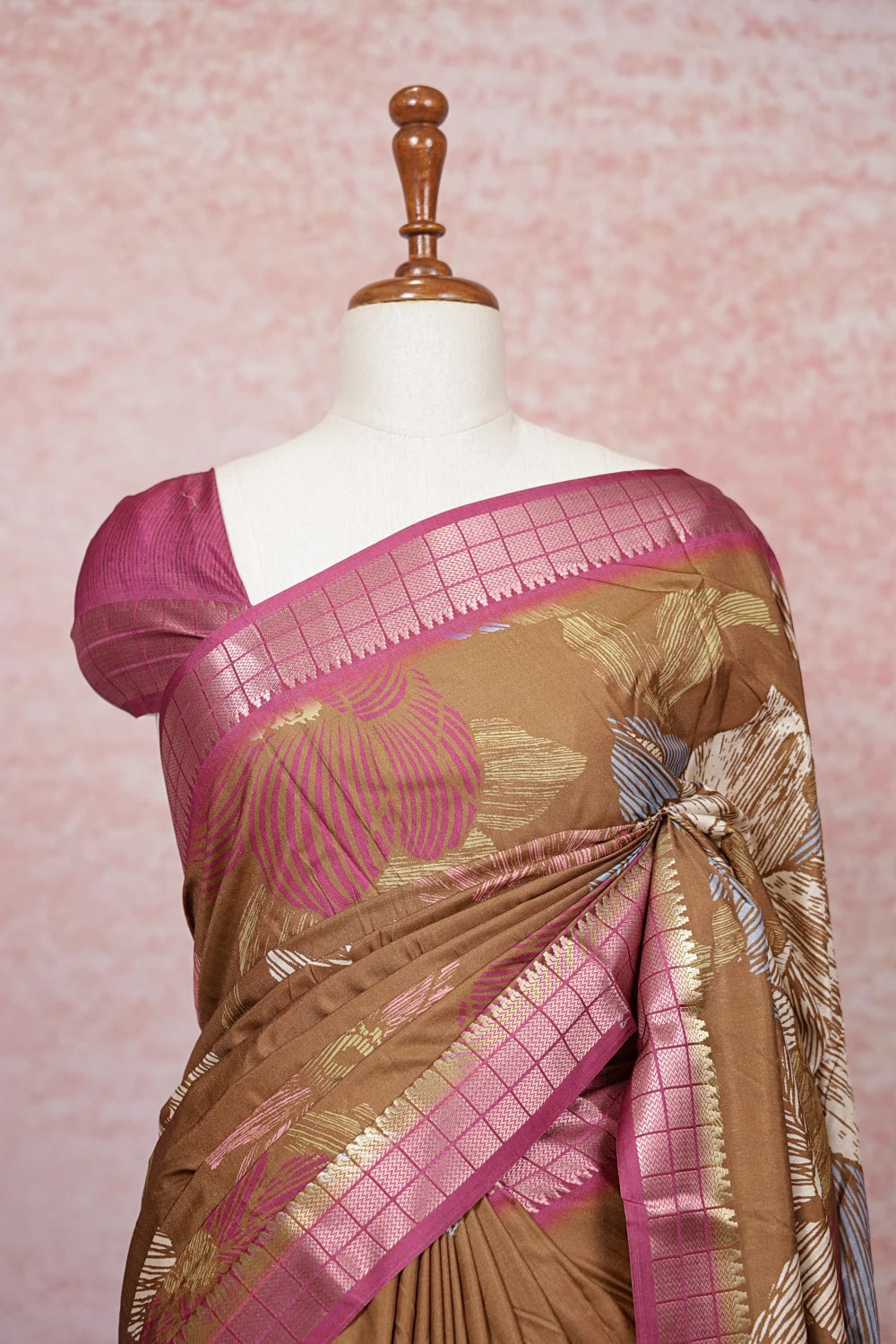 Metalic Gold Semi Tussar Saree
