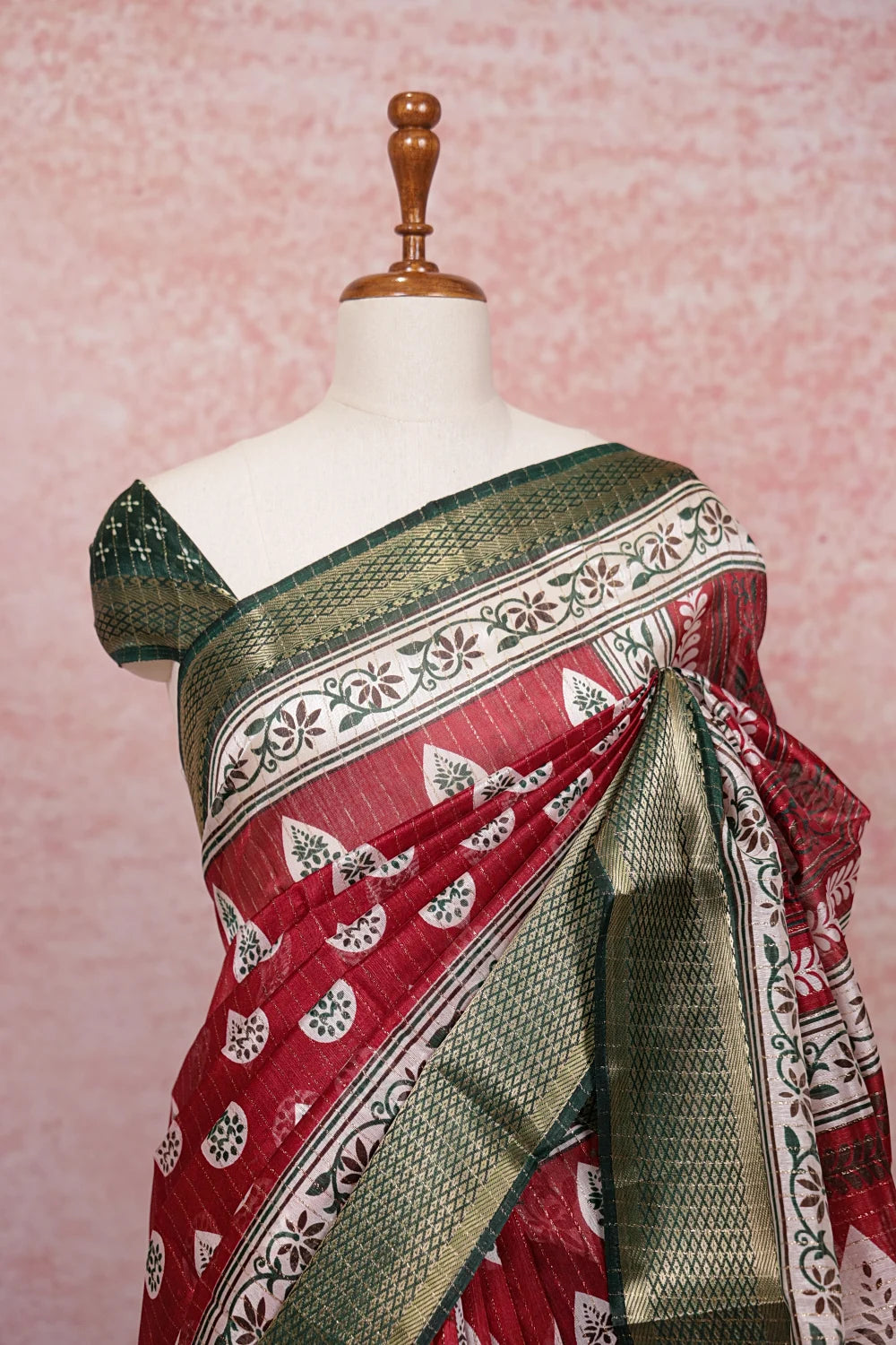 Red Semi Chiffon Saree