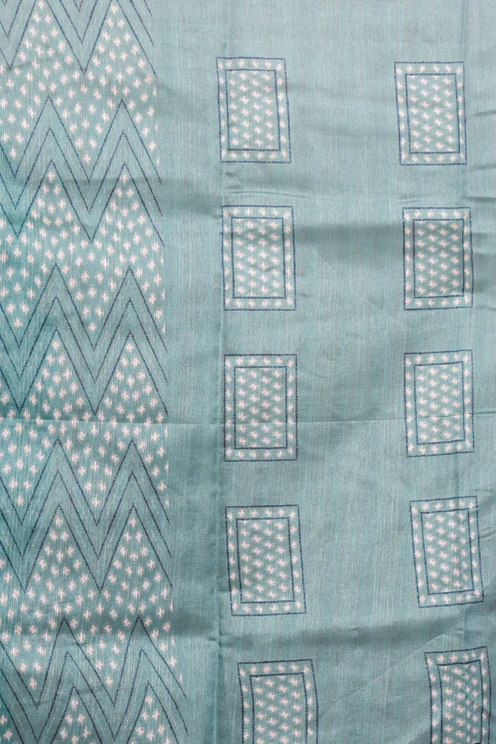 Blue Green Semi Jute Saree