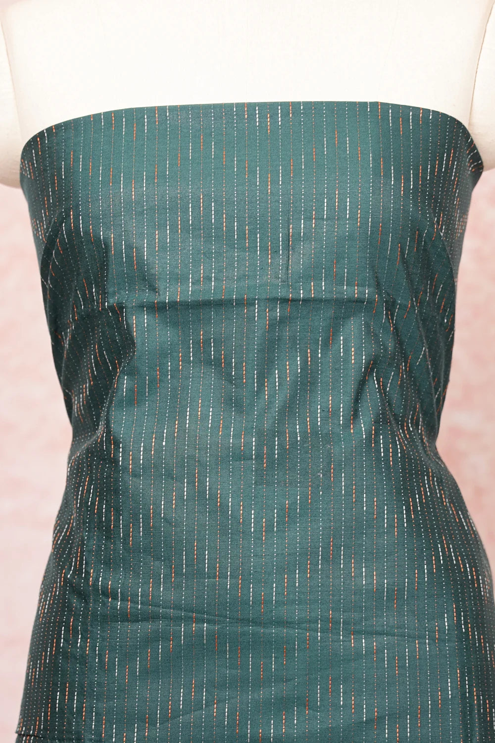Dark Green Semi Silk Lines Un Stitched Churidhar Material
