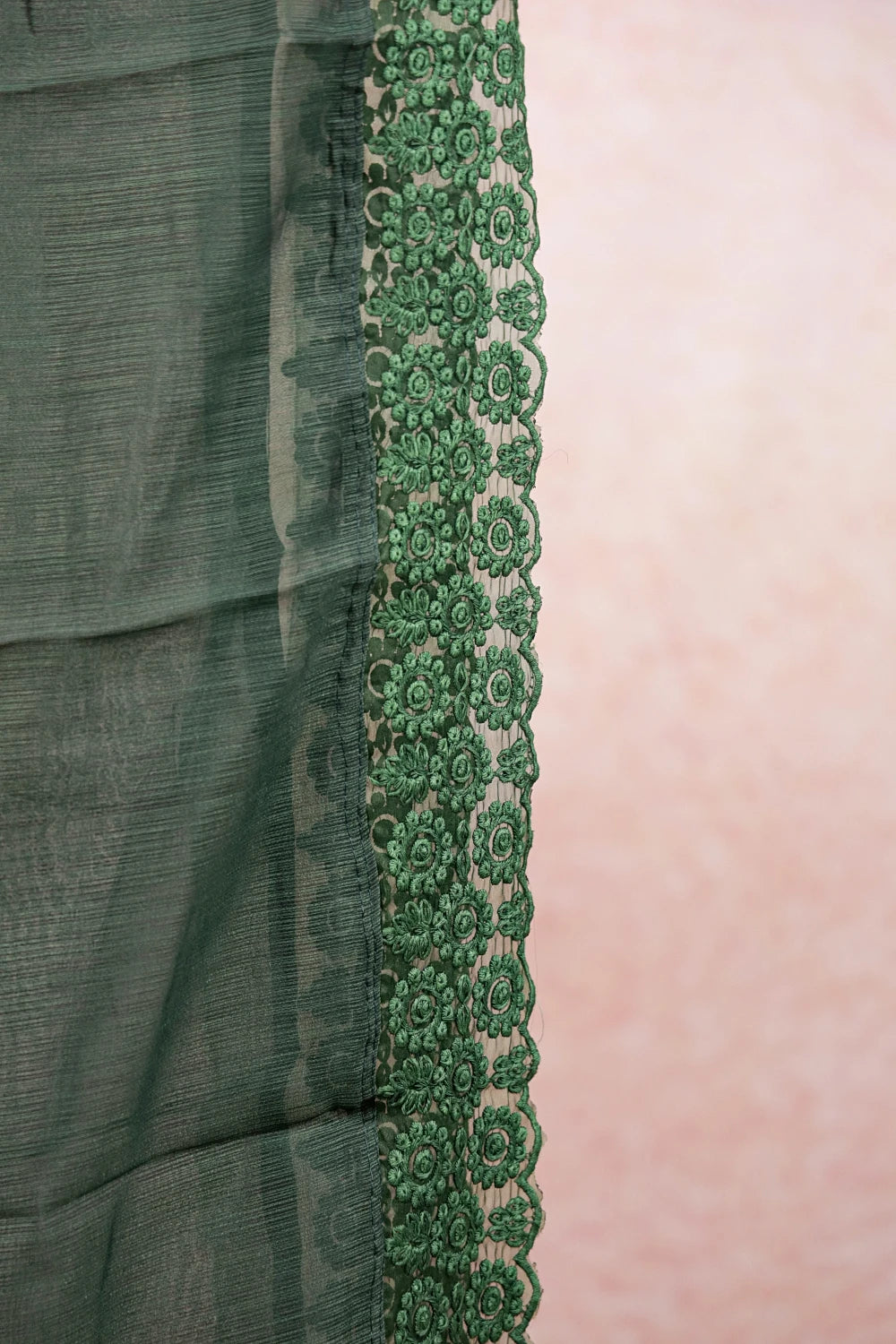 Green Semi Chanderi Embroidery Unstitched Churidhar Material