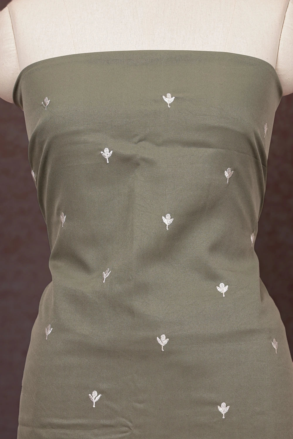 Sage Green Semi Silk Chungadi Print Un Stitched Material