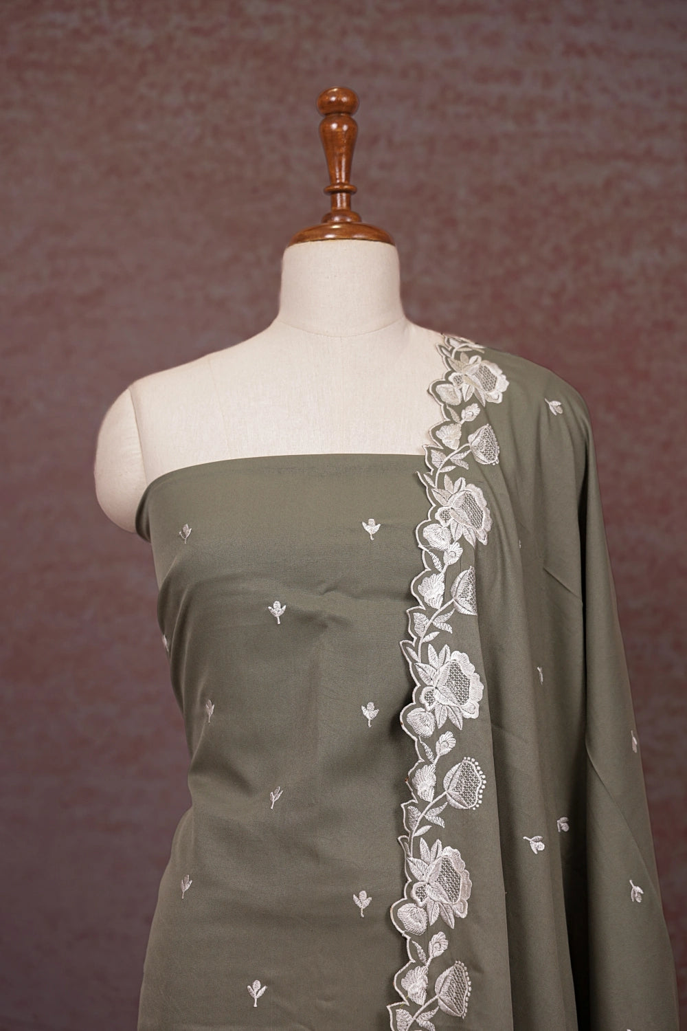 Sage Green Semi Silk Chungadi Print Un Stitched Material