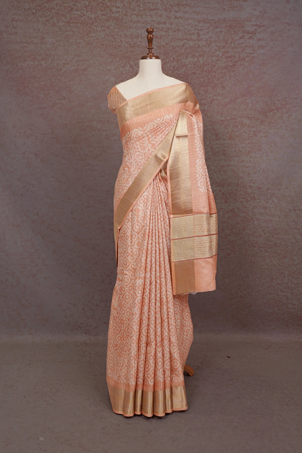 Peach Semi Jute Saree