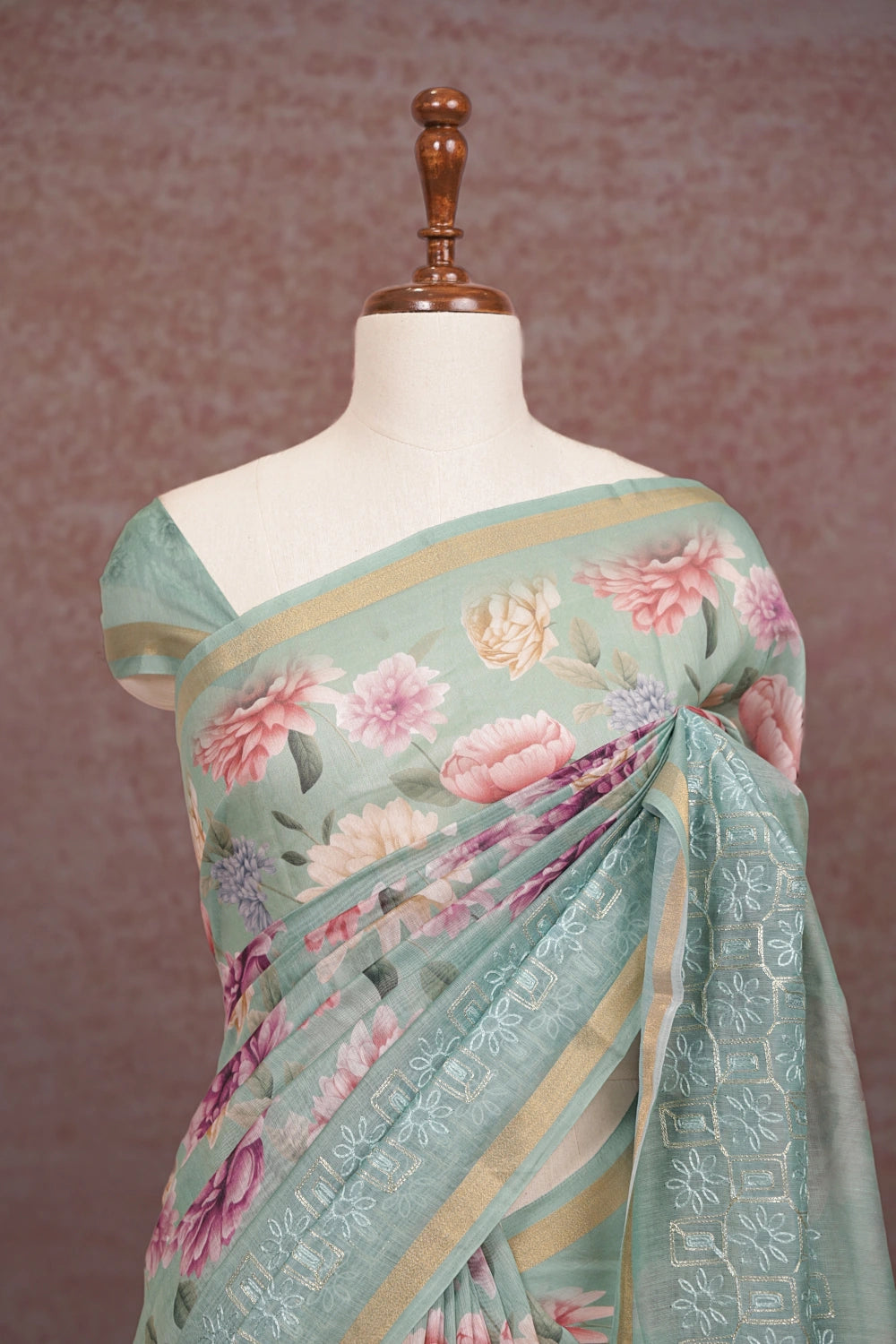 Sea Green Semi Tussar Saree