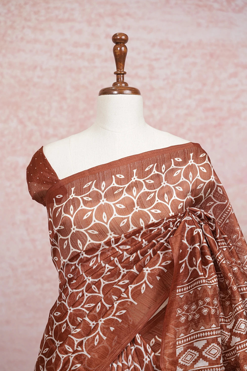 Brown Semi Jute Saree