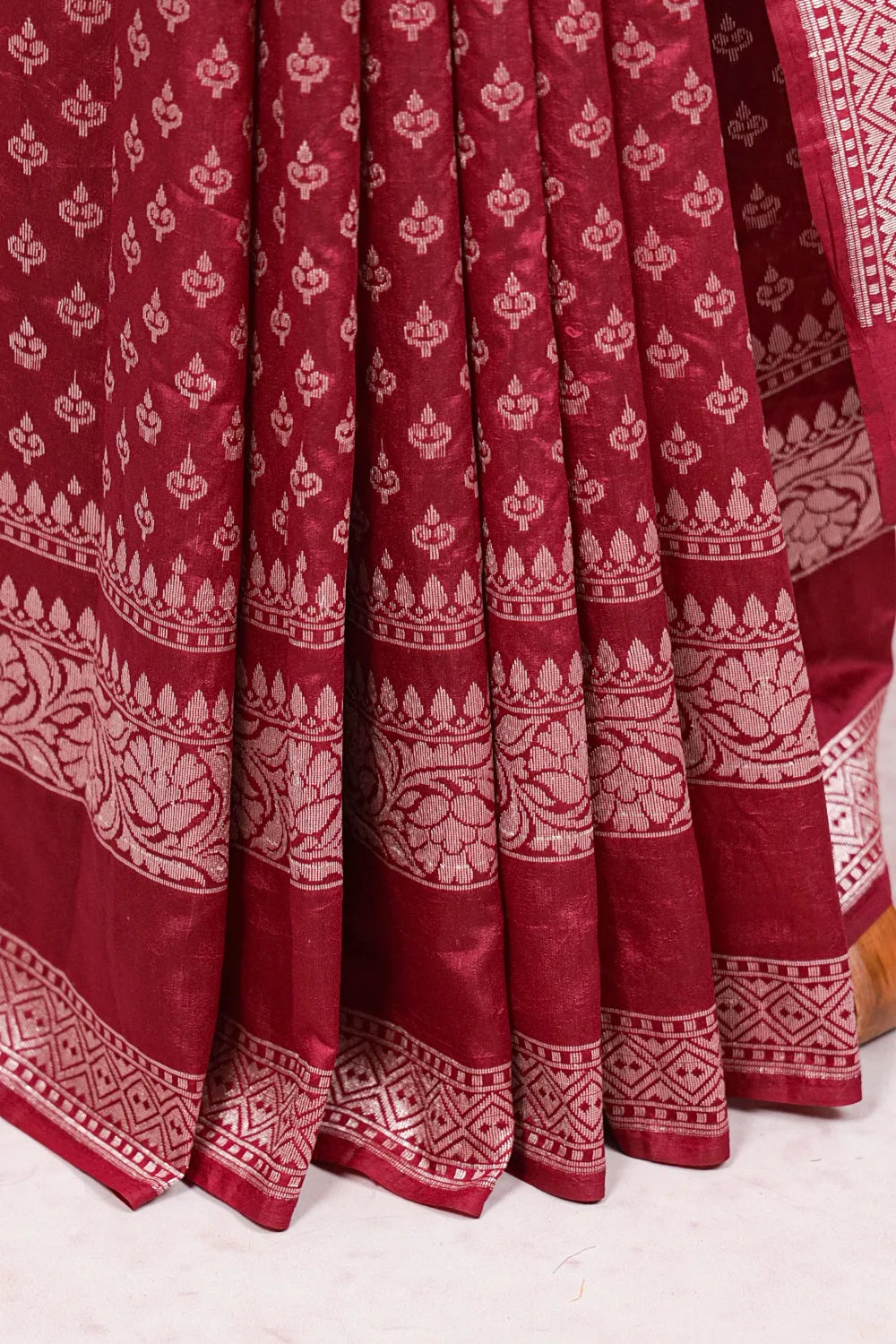 Maroon Semi Banarasi Saree