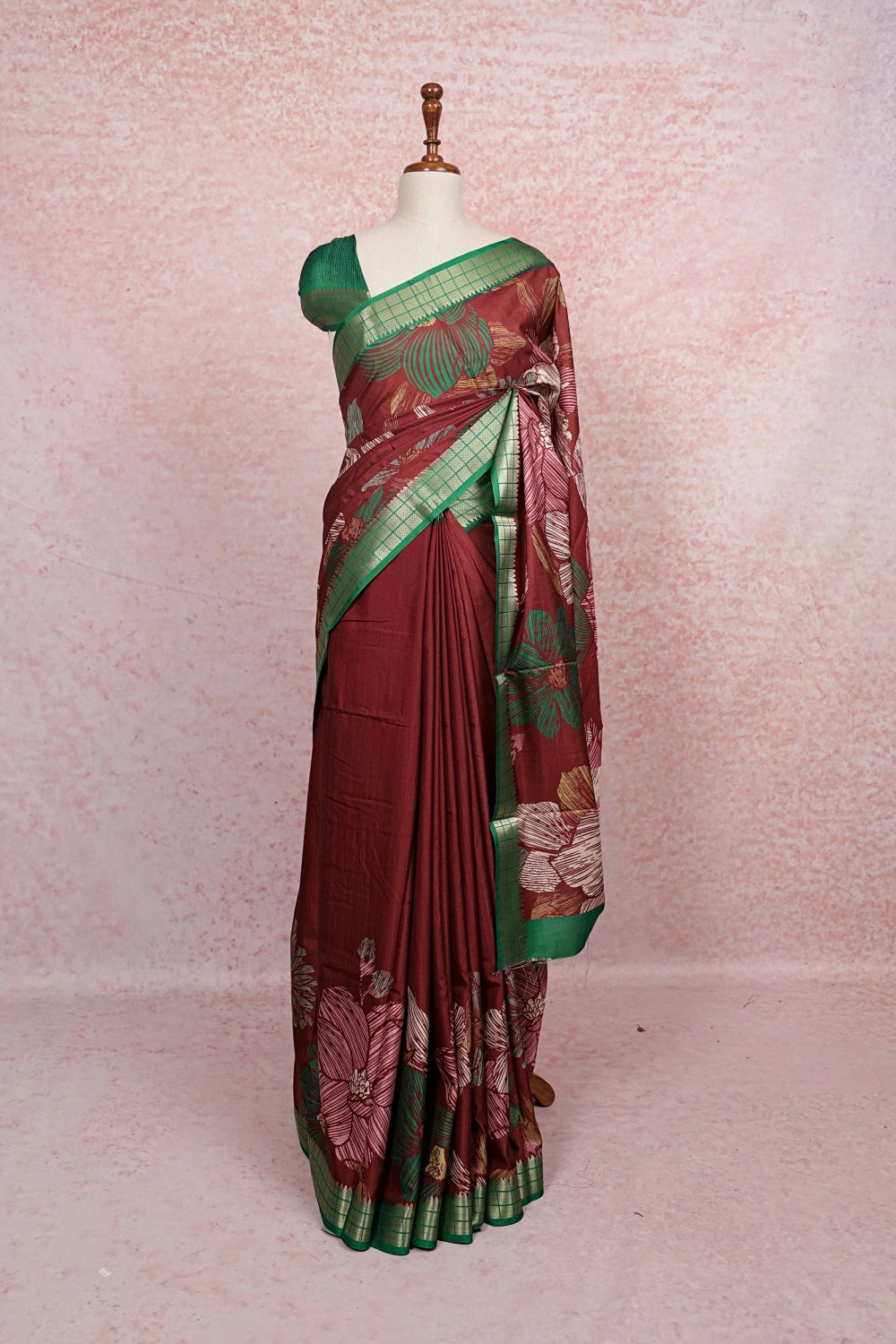 Maroon Semi Silk Saree - Seematti