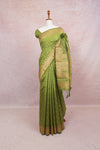 Olive Green Semi Silk Saree - Seematti