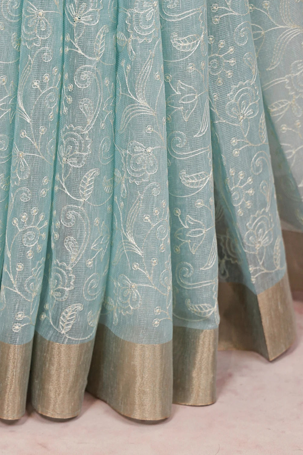 Powder Blue Tissue Kota Saree
