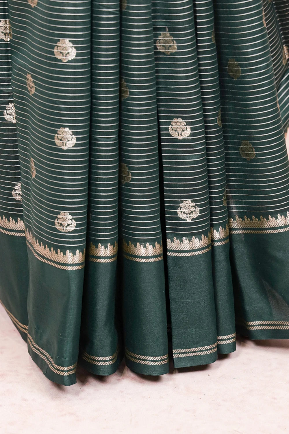 Bottle Green Semi Silk Saree