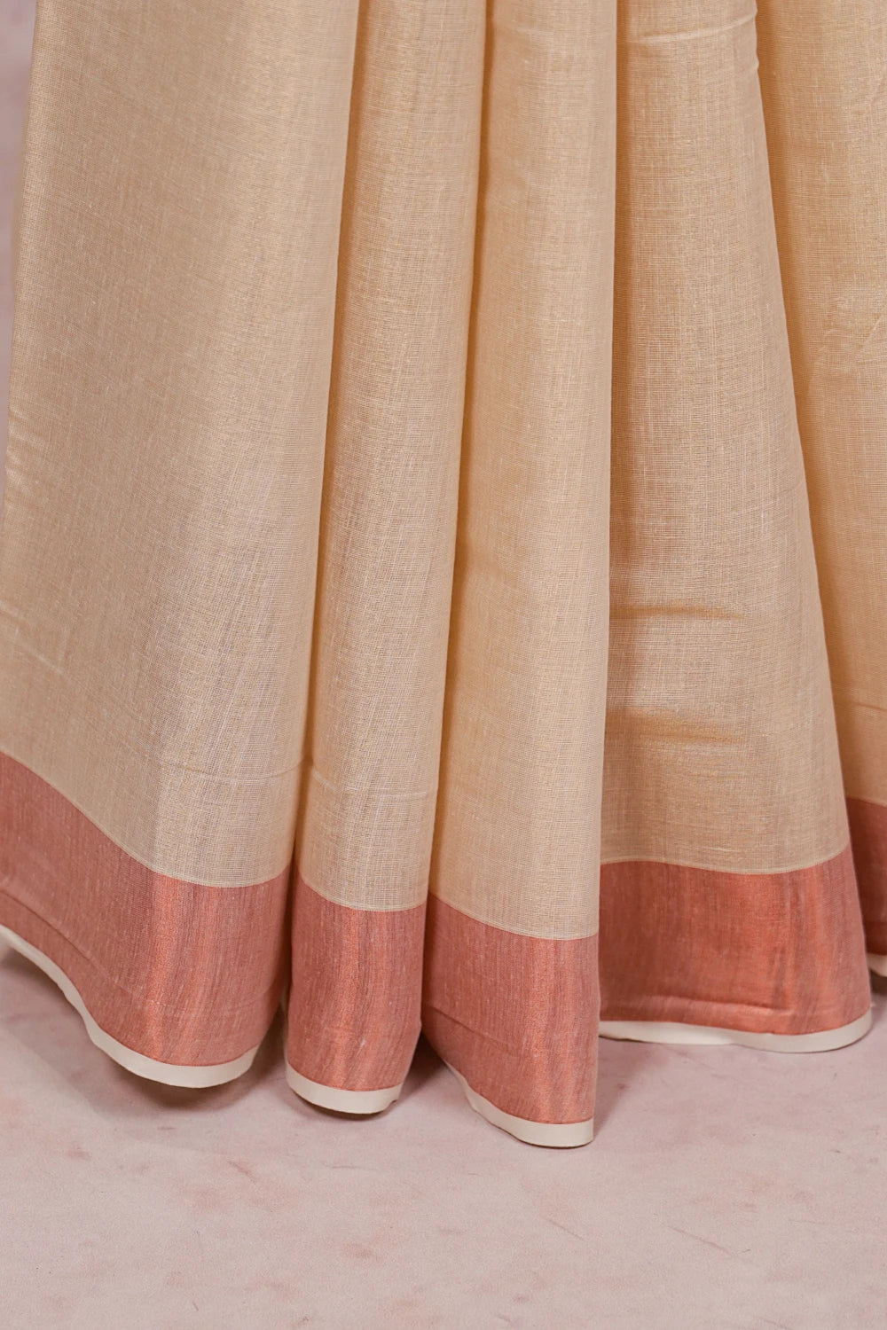 Light Rose Gold Color Semi Tissue Kerala Saree
