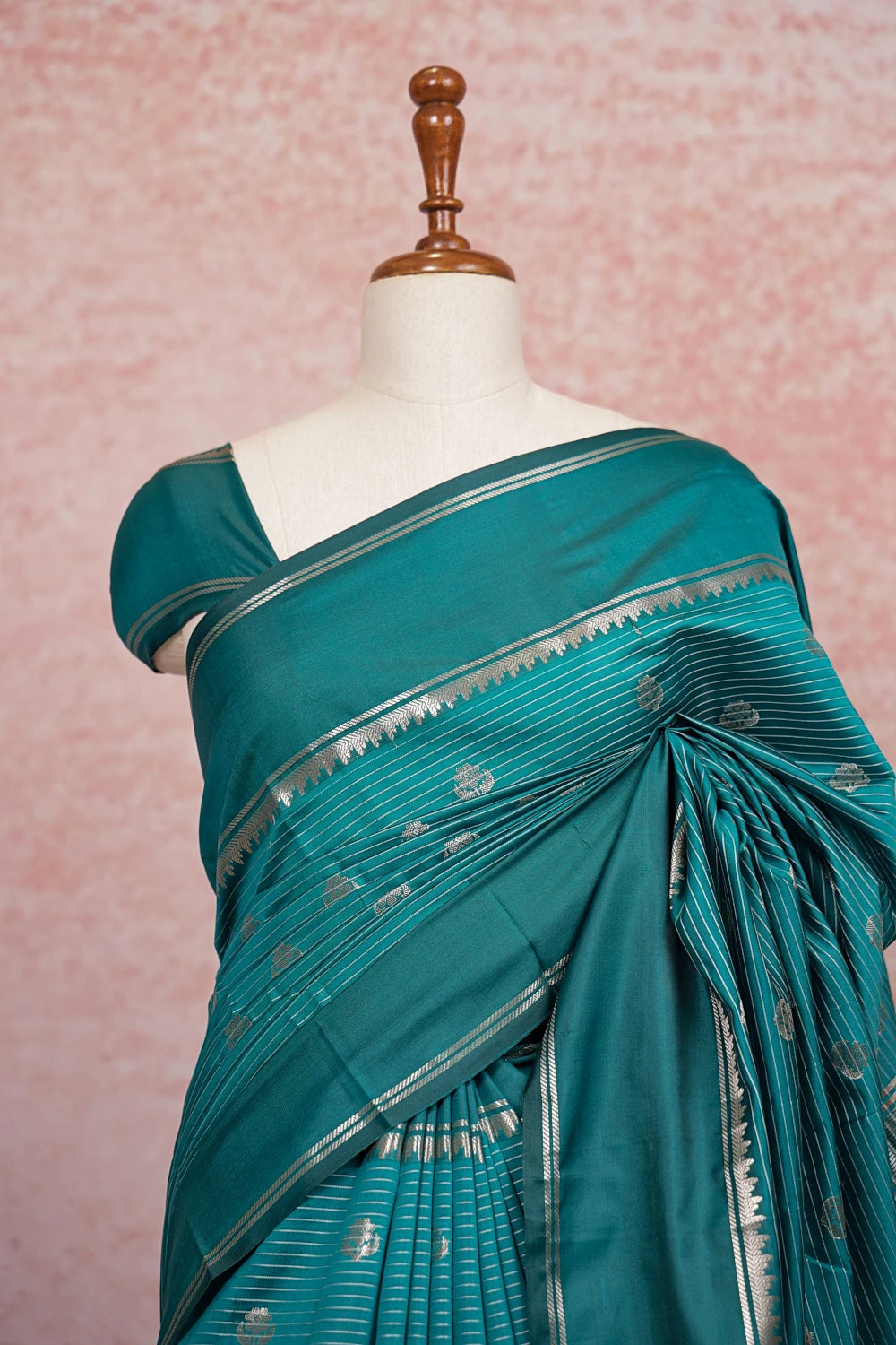 Dark Peacock Green Art Silk Saree