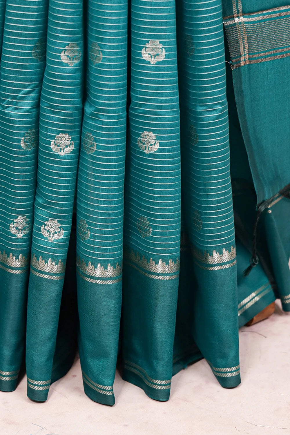 Dark Peacock Green Art Silk Saree