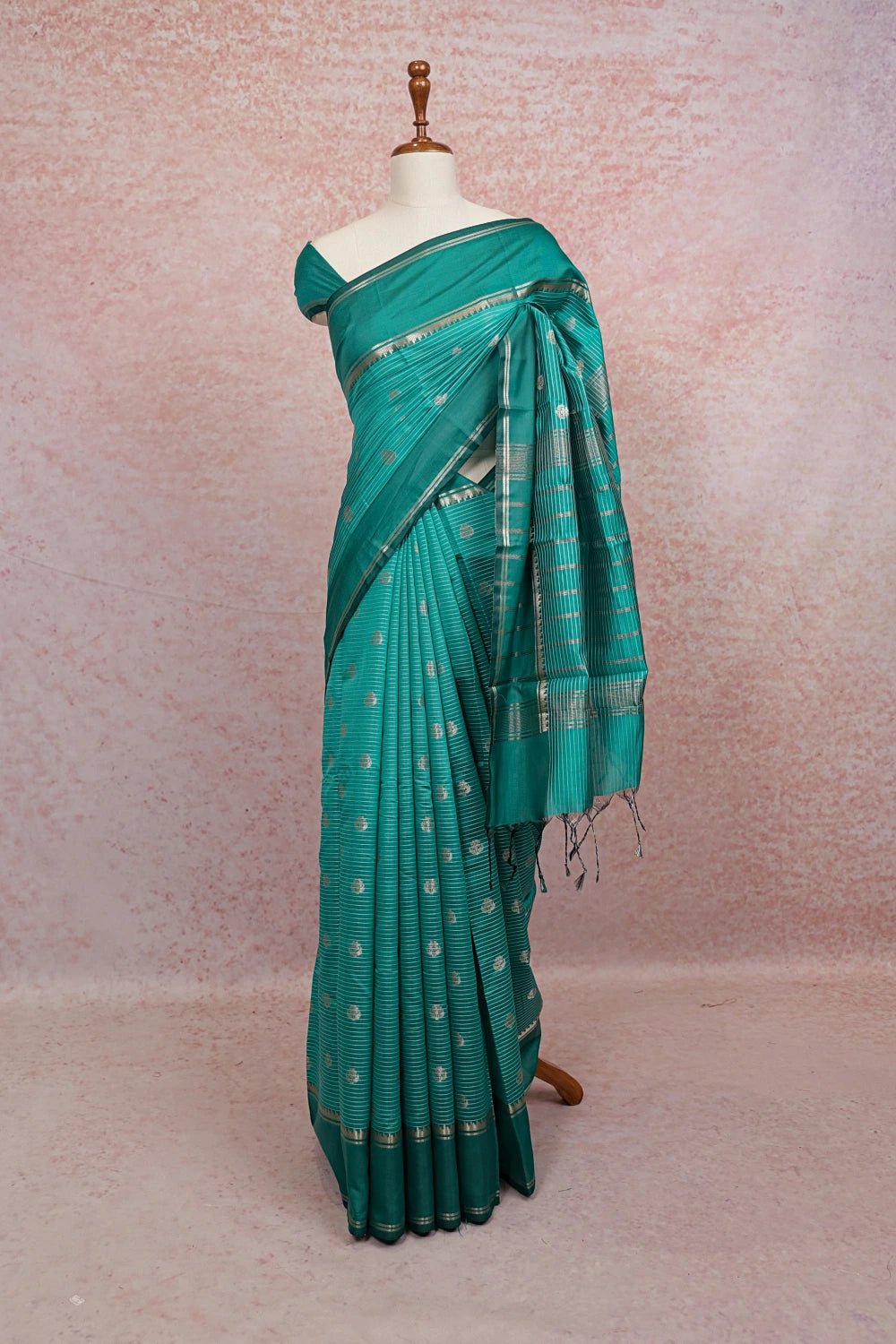 Peacock Green Art Silk Saree