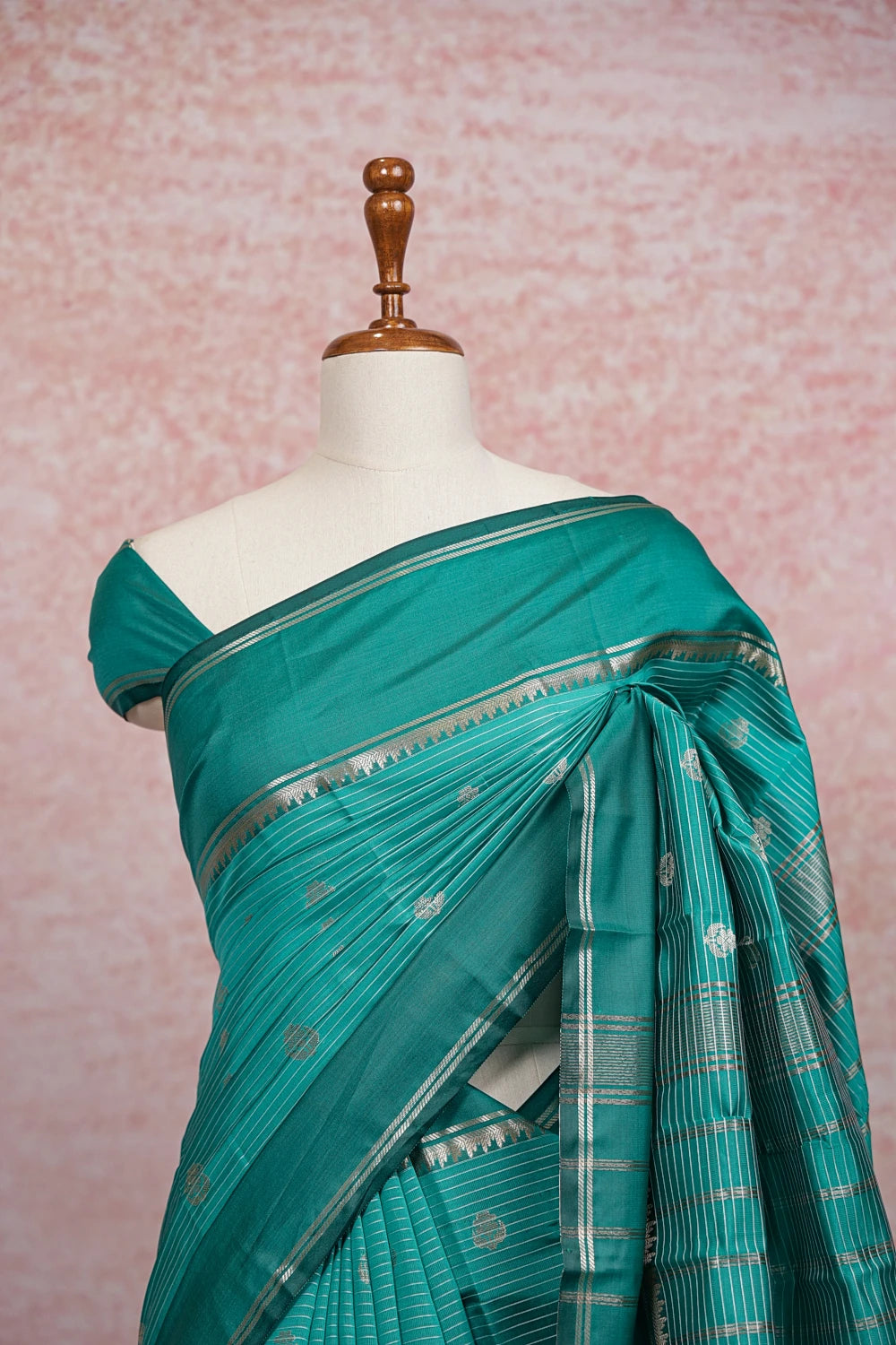 Peacock Green Art Silk Saree