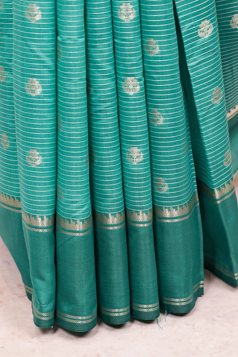 Peacock Green Art Silk Saree