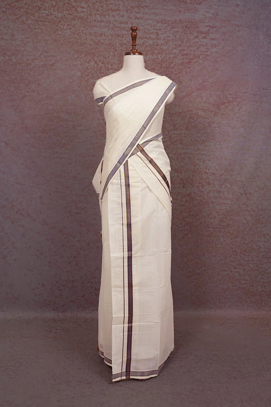 Off White Cotton Set Mundu - Seematti