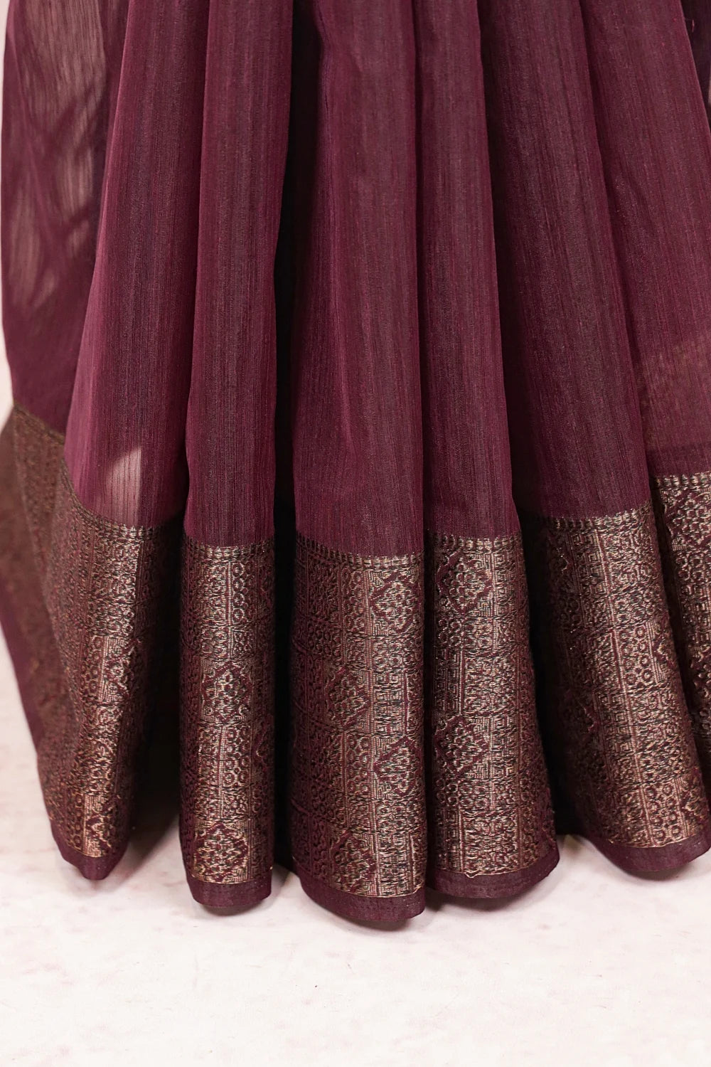 Dark Wine Semi Jute Saree
