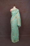 Pastel Green Semi Banarasi Saree - Seematti