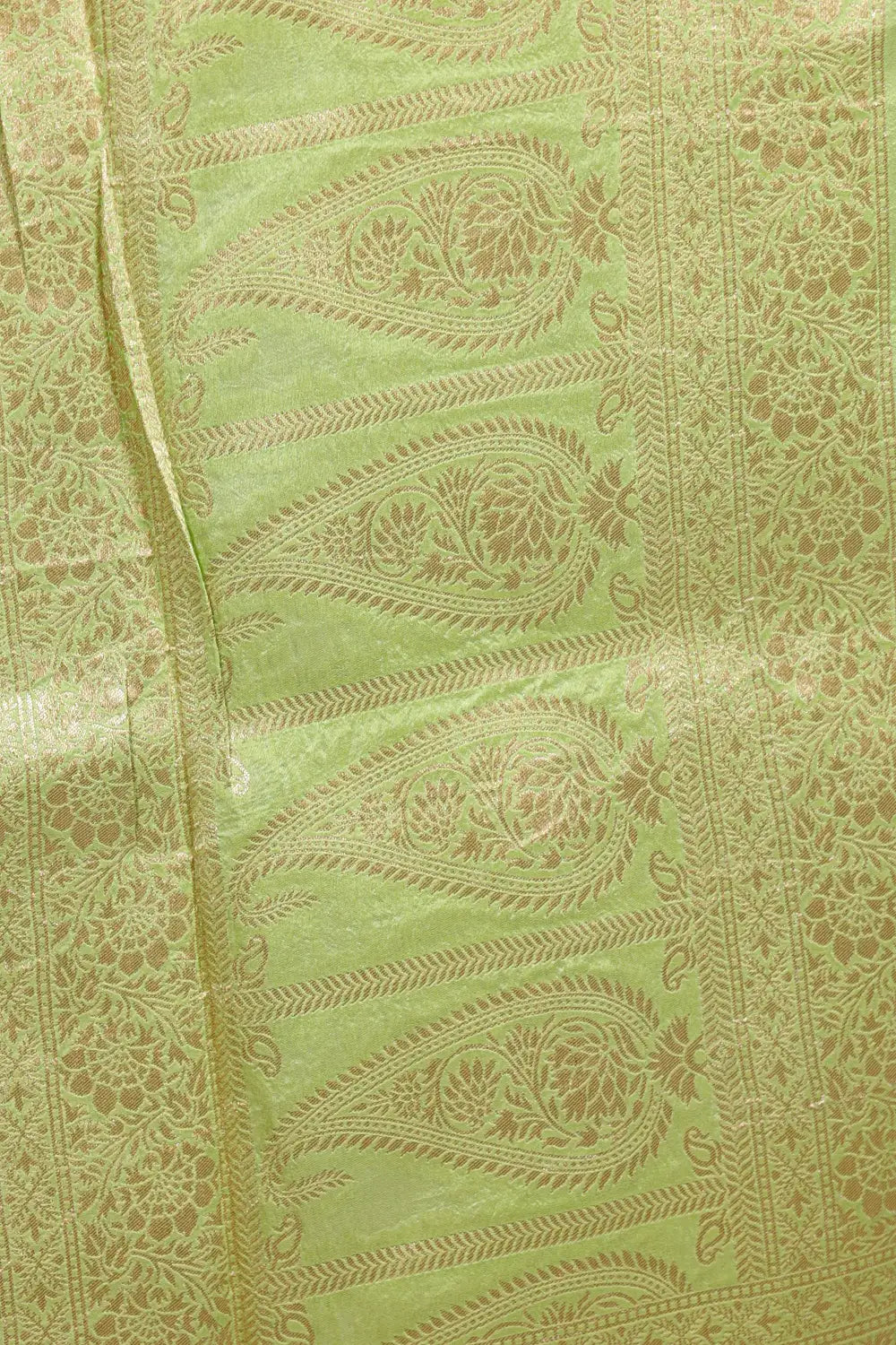 Pista Green Semi Banarasi saree