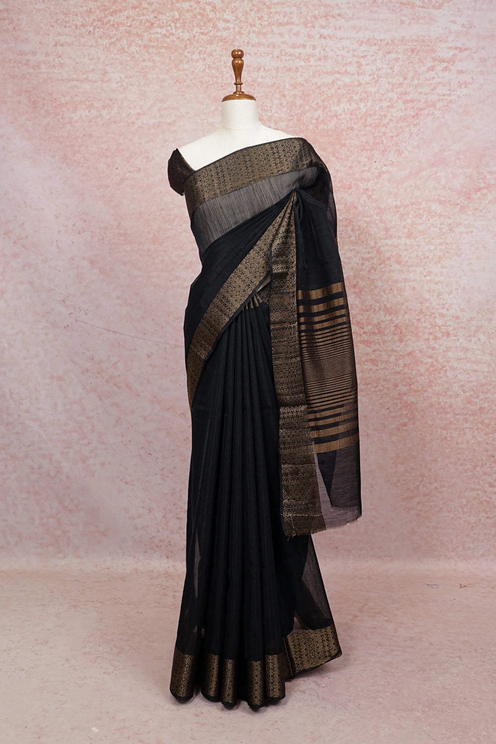 Black Semi Jute Saree