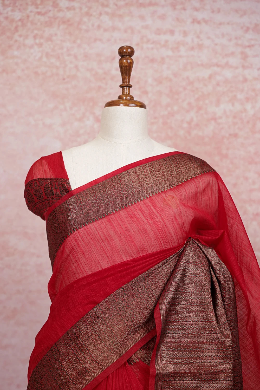 Red Semi Jute Saree