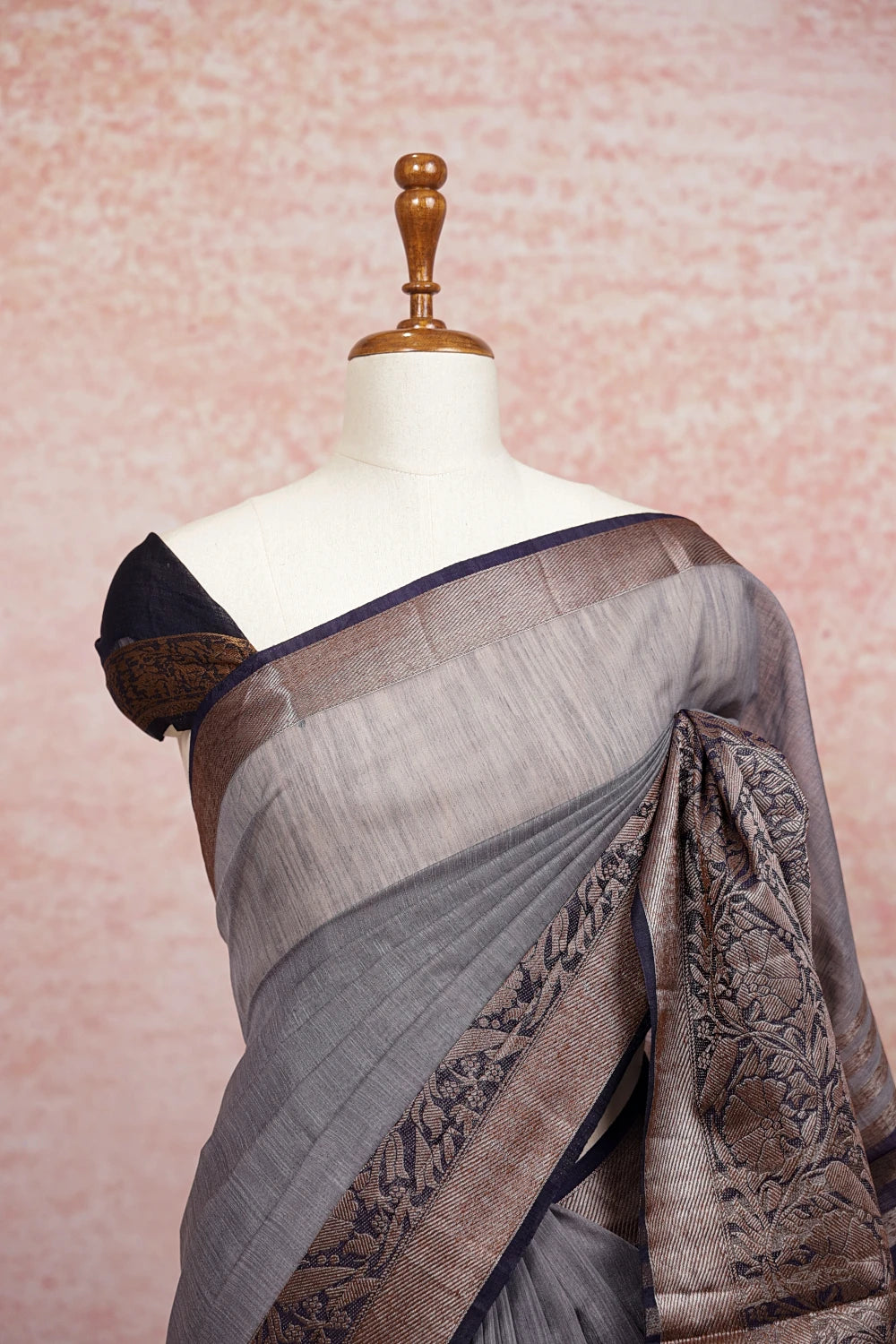 Ash Semi Jute Saree