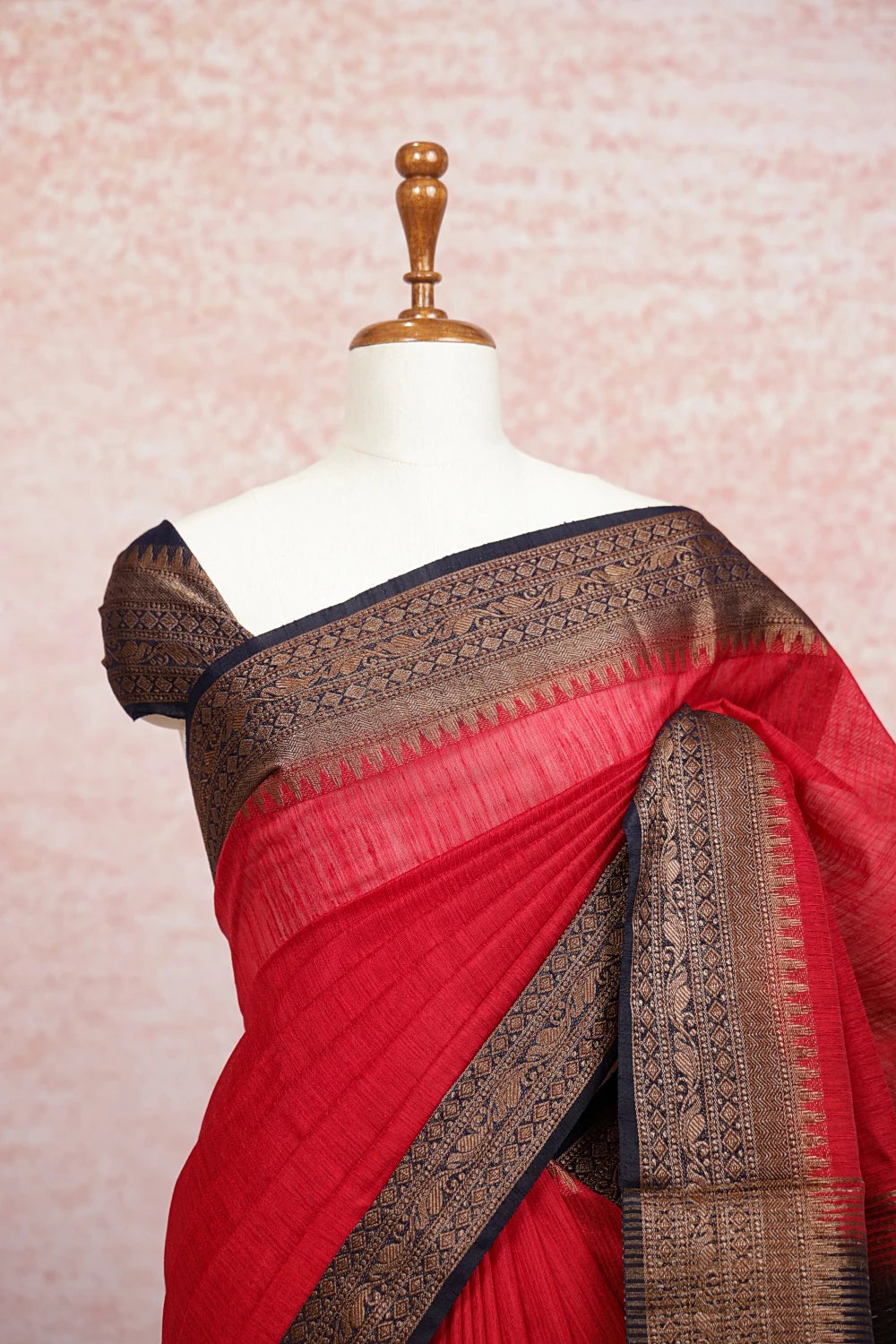 Red Semi Jute Saree