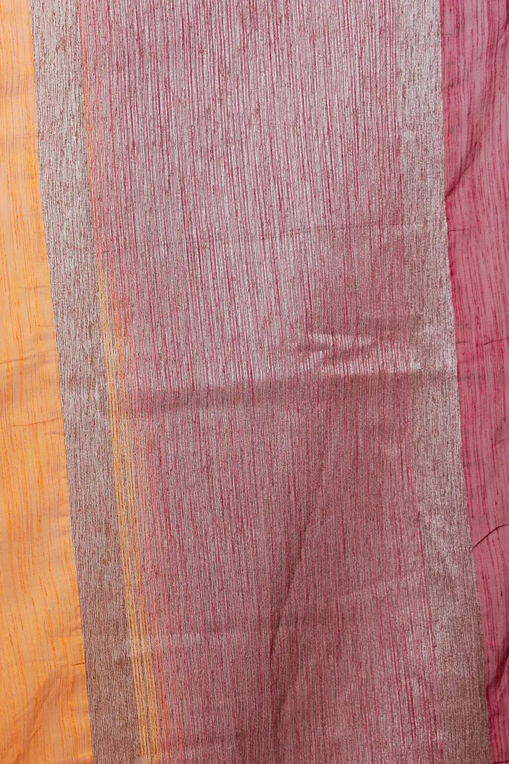 Semi jute saree striped pallu, pink and grey tones