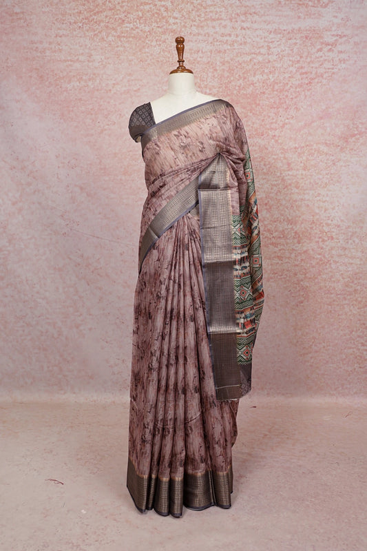 Onion Color Semi Tussar Saree - Seematti