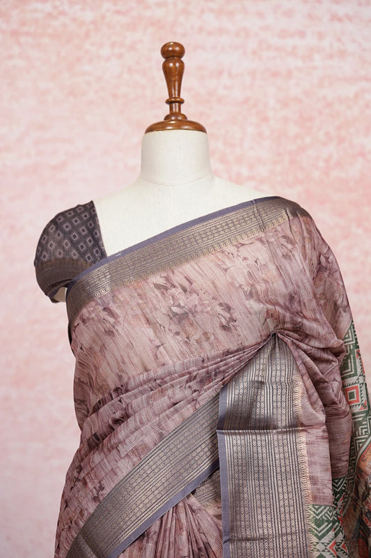 Onion Color Semi Tussar Saree - Seematti