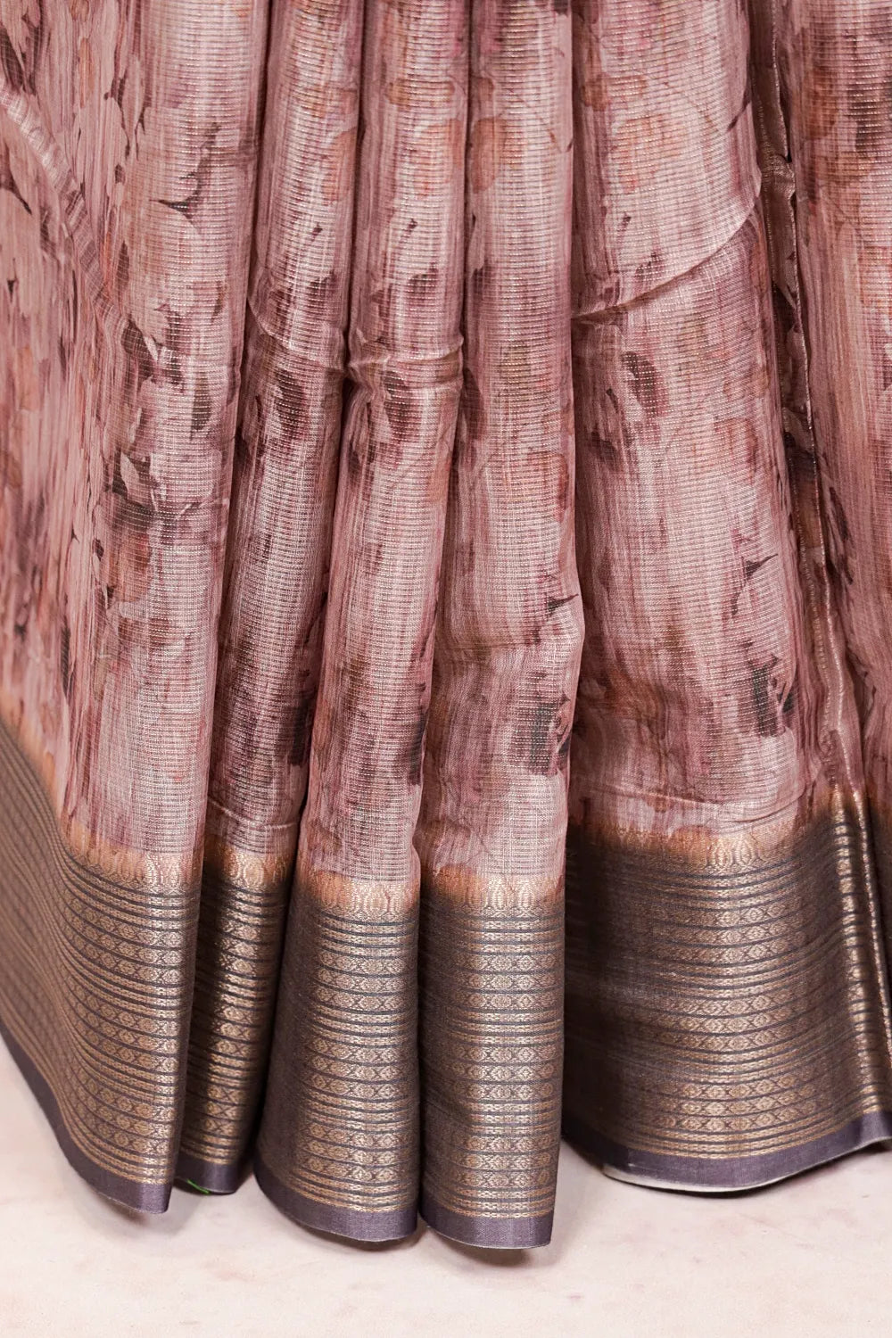 Onion Color Semi Tussar Saree