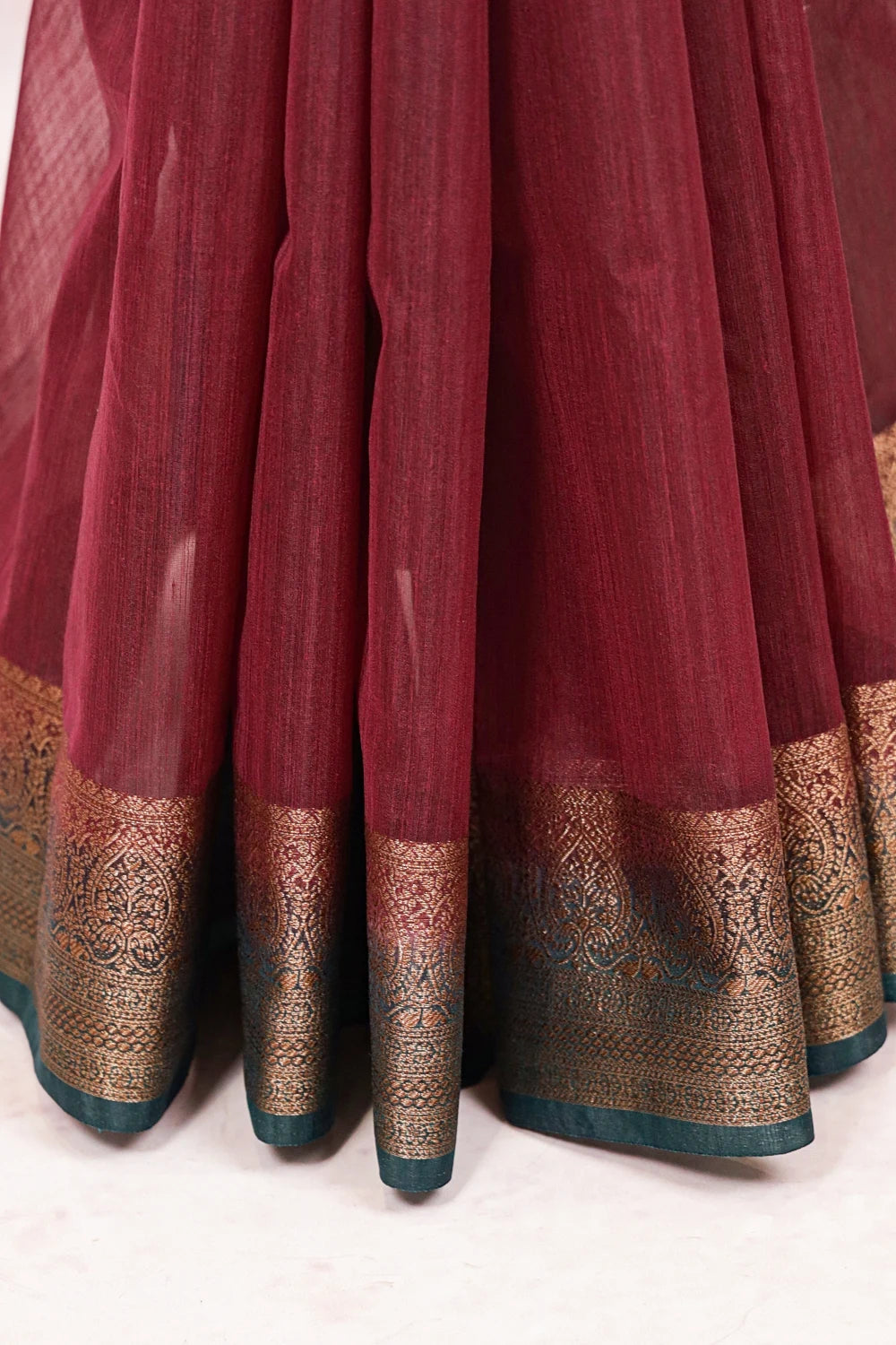 Dark Wine Semi Jute Saree